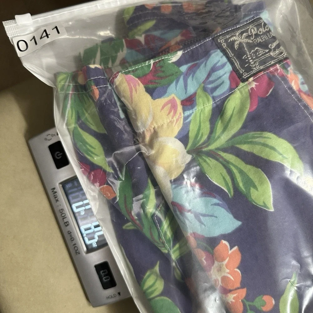 Polo Ralph Lauren Board Shorts Mens 38 Blue Floral Hibiscus Tropical Swim Trunks